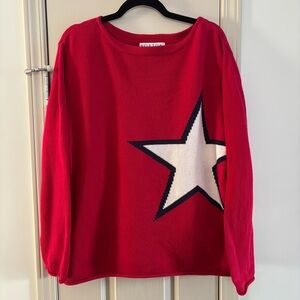 Vintage Knit Red Star Americana Sweater Cotton Large